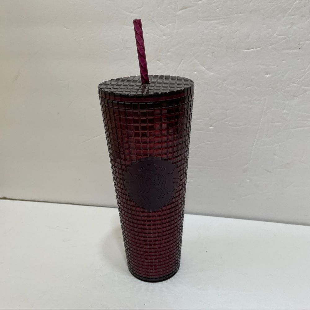 STARBUCKS 2020 HOLIDAY COLLECTION BERRY PLUM DISCO GRID COLD‎ CUP TUMBLER